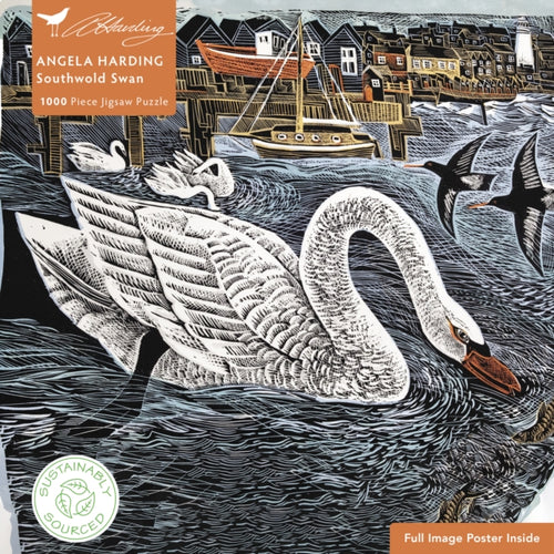 Adult Sustainable Jigsaw Puzzle Angela Harding: Southwold Swan : 1000-pieces. Ethical, Sustainable, Earth-friendly-9781804176283