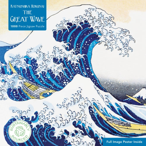 Adult Sustainable Jigsaw Puzzle Hokusai: The Great Wave : 1000-pieces. Ethical, Sustainable, Earth-friendly-9781787556034
